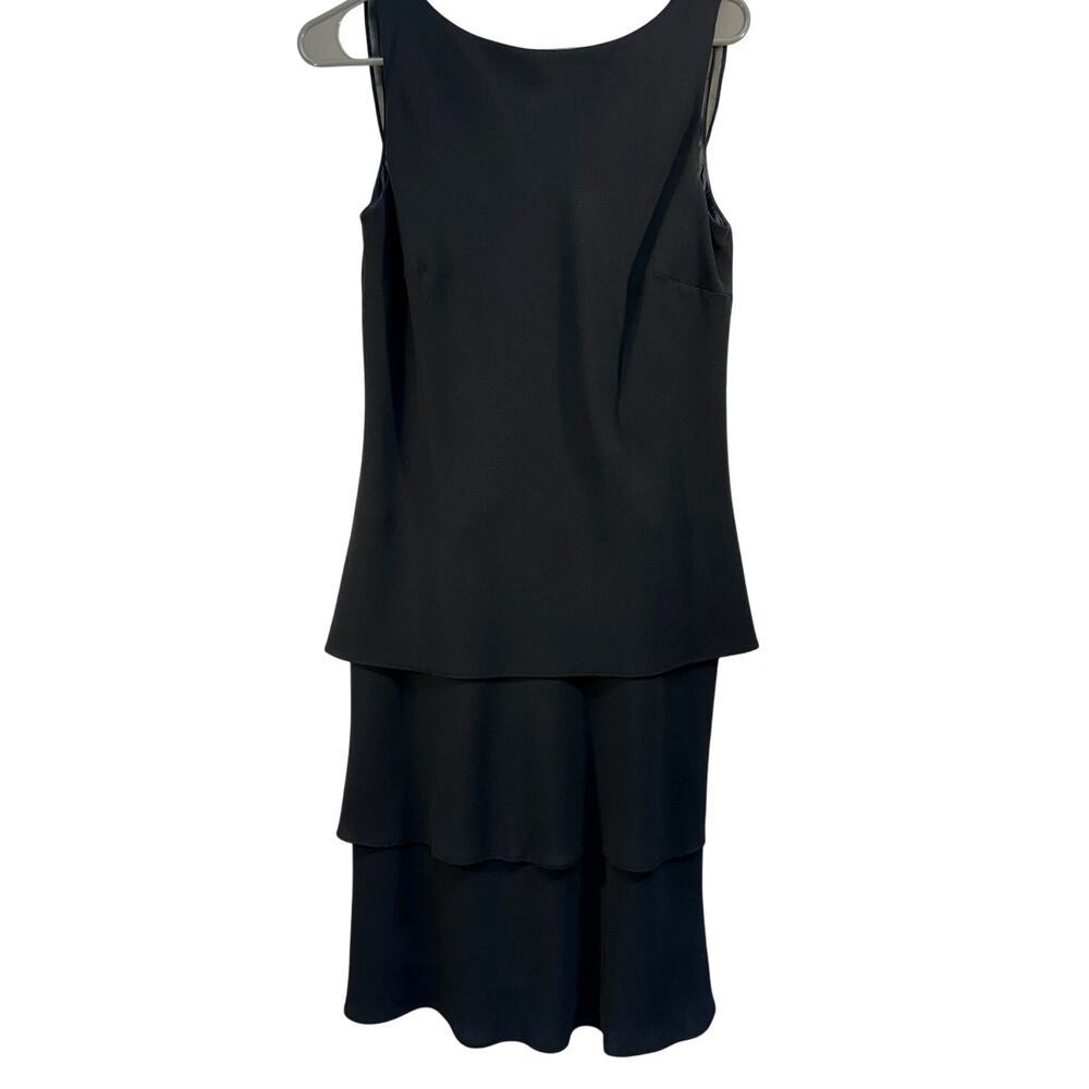NWT Jones Wear Little Black Dress Size 10 Midi Sheer Layers Romantic Classic